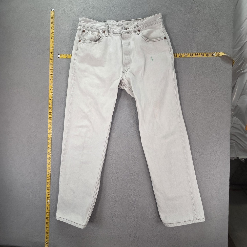 VTG Levis 501 Jeans Mens White Light Wash Straight Made in USA Fits 31x29